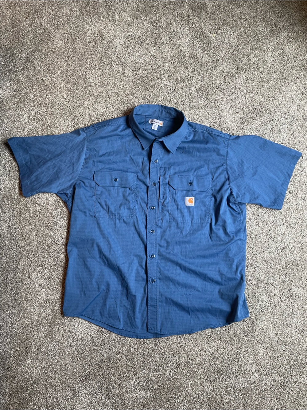 Carhartt Blue Short-Sleeve Button-Up Work Shirt Size 2XL